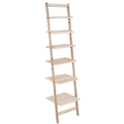 SCAFFALE DA MURO CON SEI MENSOLE IN LEGNO NATURALE 42 X35XH165 CM
