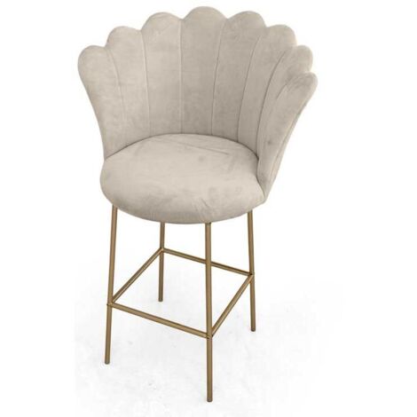 SGABELLO A FIORE CON SEDUTA IN VELLUTO 65X54XH104 CM COLORE BEIGE