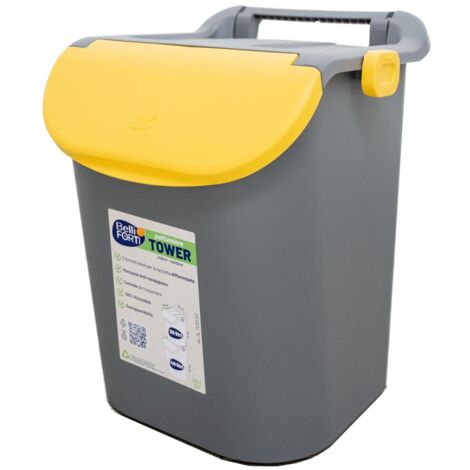 MAURY'S - Set 4 Pattumiere Per Raccolta Differenziata 30 Lt - Con Maniglia E Chiusura Antirandagismo - Plastica Resistente - 38x34x42 Cm