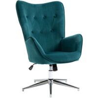 POLTRONA IN VELLUTO GIREVOLE REGOLABILE 66X73X102-111CM COLORE BLU