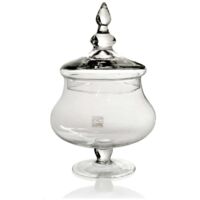 VASO POUTICHE DECORATIVO IN VETRO CON COPERCHIO 14 X 30 CM