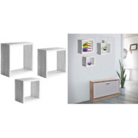 SET 3 PENSILI QUADRATI IN LEGNO DA PARETE IN TRE MISURE BIANCO LEGNO