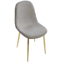 SEDIA IMBOTTITA TEDDY IN TESSUTO GRIGIO CON GAMBE ORO 44X48X88 CM