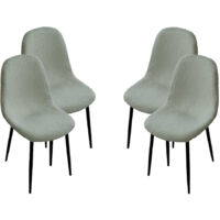 SEDIA IMBOTTITA TEDDY IN TESSUTO VERDE CHIARO CON GAMBE NERE 44X48X88 CM