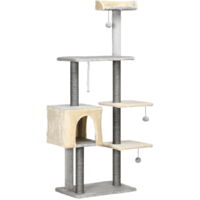 TIRAGRAFFI PER GATTI ALTO 156 CM CON LETTINO. CASETTA E PALI TIRAGRAFFI IN SISAL