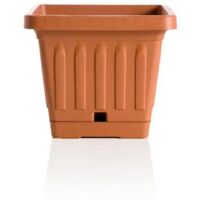 Vaso Roma Quadrato 40x40 cm 32 Lt Colore Terracotta Con Sottovaso Self Waterer