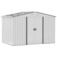 CASETTA DA GIARDINO CON DOPPIE PORTE SCORREVOLI. IN ACCIAIO E PP. 277X195X192CM. ARGENTO