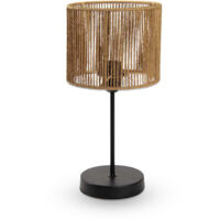 LAMPADA DA TAVOLO IN METALLO NERO CON PARALUME IN CORDA 19X19X38CM