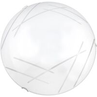 Plafoniera 1xE27 Ganci Cromo Vetro Lastra Bianco Decorato Tagli E-Energy Letizia