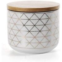 BARATTOLO IN PORCELLANA CON TAPPO IN LEGNO 10 X H8CM