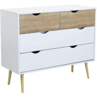 MOBILE TERENCE IN LEGNO NATURALE CON 4 CASSETTI 99 X 39 X H82 CM BIANCO