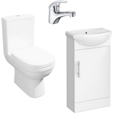 Lifestyle Close Coupled Toilet, Sienna Compact Vanity Unit & Tap Package