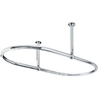 Chrome Oval Shower Curtain Rail with Middle Ceiling Mounts - 683mm x 1092mm