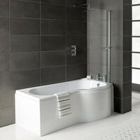Solar P-Shape 1500mm Shower Bath, Front Panel & Solar Deluxe Screen - Right Hand