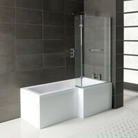 Matrix L-Shape 1600mm Shower Bath, Front Panel & Matrix Deluxe Screen - Right Hand
