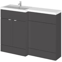 Hudson Reed Fusion Grey Gloss 1200mm Combination Furniture Pack - Left Hand