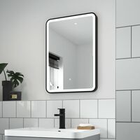 Hydrus Black Frame LED Illuminated Bathroom Mirror 500mm x 700mm