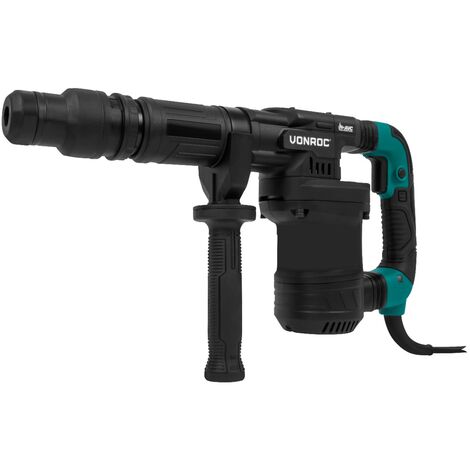 Carotatrice Per Muro VONROC PRO 1200W - 6kg - Impatto: 14 Joule Velocita Di Impatto 3100 Pm Cavo Da 5 Metri Include Impugnatura Laterale Scalpello A Punta Scalpello Piatto E Lubrificante 72005528 Martello Demolitore