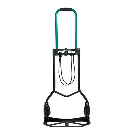 VONROC Carretilla de mano - Plegable - Plataforma de carga con antideslizante - Capacidad de carga máxima 80 kg. - Incluye cuerda de expansión
