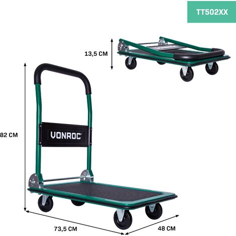 Carretilla plegable máx. 150kg de carga - transpaleta con pedal de  accionamiento, carretilla de acero con ruedas