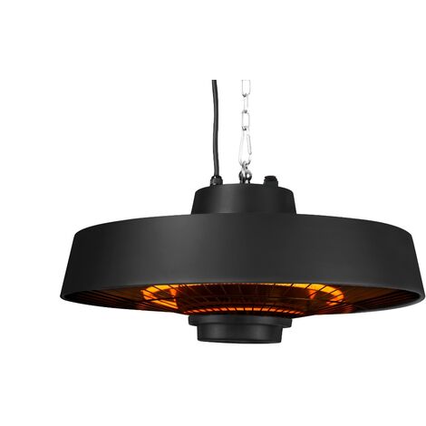 VONROC Calefactor Vulcano 2000W - Colgante - Negro - Elemento de carbono - con mando a distancia, temporizador y 2 niveles de calor