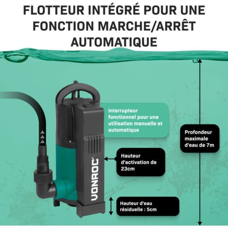 VONROC Bomba sumergible - Bomba para agua sucia - Bomba de agua - 750W - 14000 l/h - Para agua sucia y limpia- Con flotador integrado