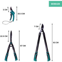 VONROC Juego de tijeras de podar - Juego de 3 piezas - Podadora, tijeras  para setos y tijeras
