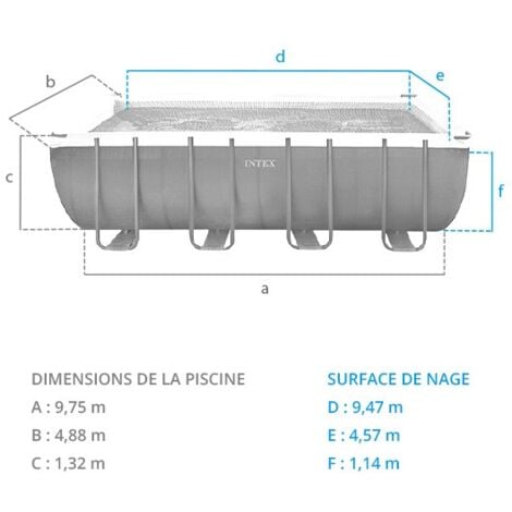 Piscine tubulaire Ultra XTR - Rectangulaire - 9,75 m x 4,88 m x 1,32 m de Intex