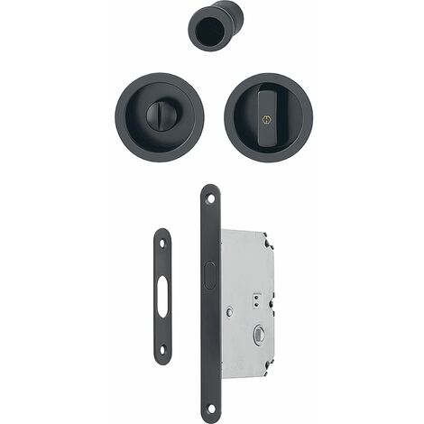 HOPPE Schiebetürmuschel Set 4920 - WC mit Schloss, rund, schwarz matt (1/3)