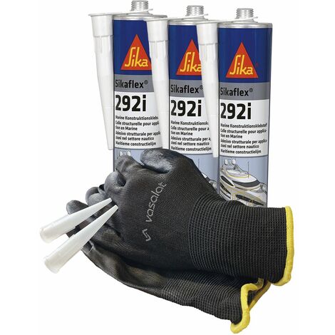 Sika Sikaflex 292i Marine Kleber haftstark - Klebstoff für Boot und Schiffsbau, 300ml weiß - 3er Set mit 5 Düsenspitzen