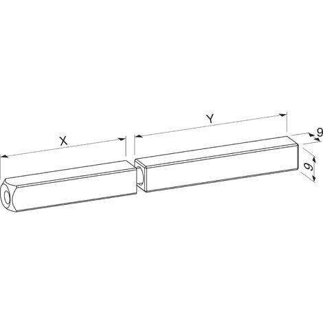 Eco Drückerstift geteilt 50/95mm Vierkantstift 9mm passend zu EN179 & EN1125, Stahl verzinkt
