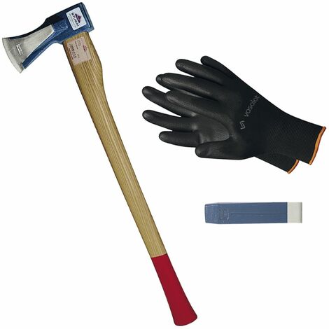 Stubai Spaltaxt mit Keilstegen mit Stiel, Länge 700mm - für höchste Spaltleistung + Spaltkeil 225x55mm