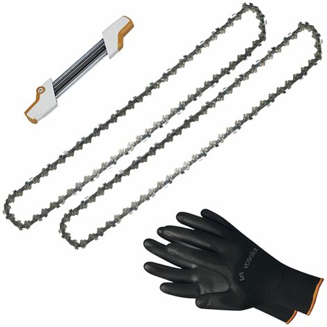 Kettensäge Zubehör - 2x Sägekette 30cm Picco Micro 3 Ersatzkette + 2in1 Feilenhalter mit Feile 4mm