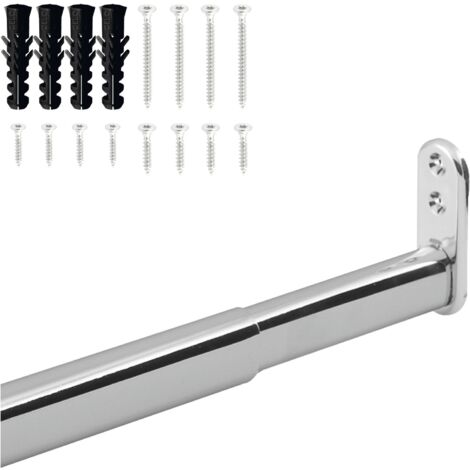 vasalat Kleiderstange ausziehbar 40-60 cm, robust & vielseitig - ausziehbare Kleiderstange, Garderobenstange bis 20kg belastbar - Schrankrohr ausziehbar mit Halterung