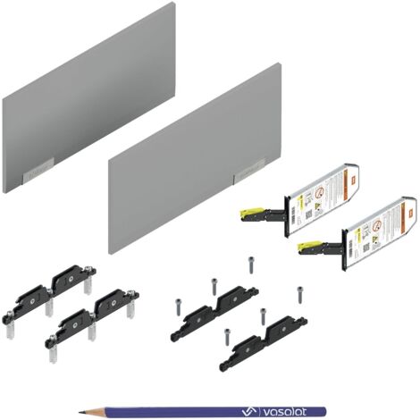 Blum Aventos HKi mit Blumotion teilintegriert, Kraftspeicher 24K2800 SET - Klappenbeschlag mit Montagezubehör und Abdeckkappen in Hellgrau + vasalat Bleistift, 5-teilig (1/5)