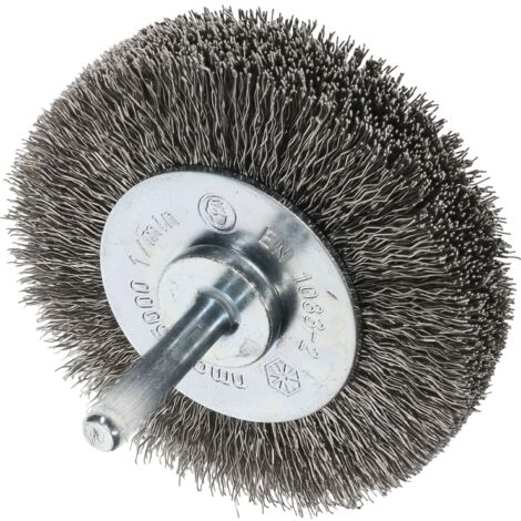 Osborn Drahtbürste für Bohrmaschine ø 70x18mm - Drahtbürstenaufsatz für schwer zugängliche Stellen - rostfreie Rundbürste mit Schaft, gewellter Draht