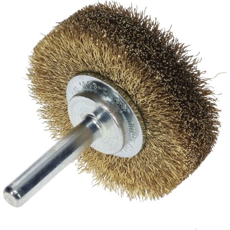 Osborn Drahtbürste für Bohrmaschine ø 50x17mm Drahtbürstenaufsatz für schwer zugängliche Stellen Rundbürste mit Schaft, Messing gewellt