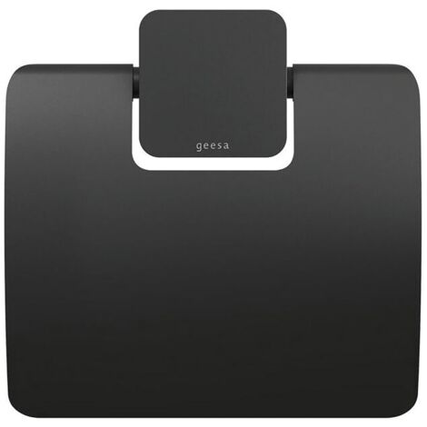 Geesa Toilettenpapierhalter mit Deckel Topaz - Klopapierhalter zum Bohren, schwarz matt (1/5)