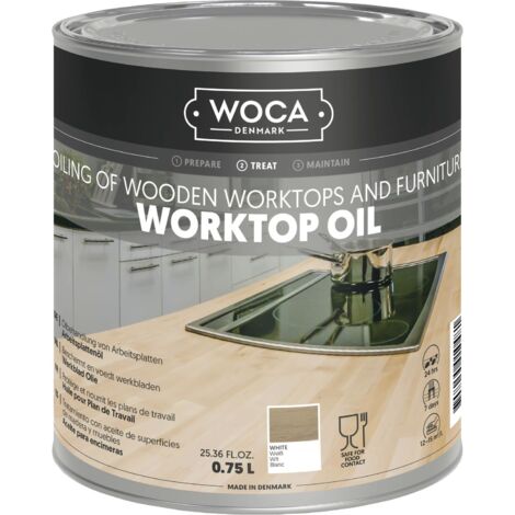 Woca Arbeitsplattenöl Holzöl (Schutz gegen Wasser und Schmutz) weiß 0,75 Liter