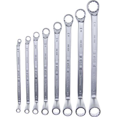 WGB Doppelringschlüssel Satz 6-22mm tief gekröpft, geprüft nach DIN838, Chrom-Vanadium Stahl - 8-teilig (1/3)