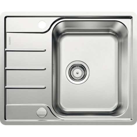 Blanco Einbauspüle 2D Lemis 45 S-IF Mini - Spüle mit Abtropffläche - Waschbecken reversibel, Edelstahl gebürstet (1/5)
