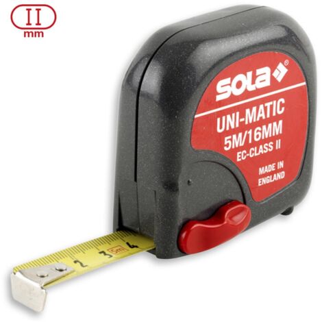 Sola Rollmeter (Bandmaß) Unimatic 3 m mit EG-Prüfzeichen Messband mit Gürtelclip