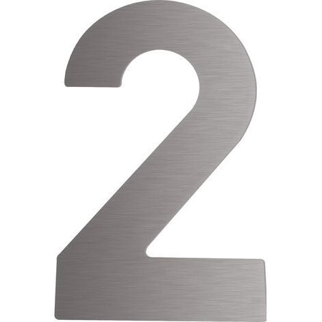 Hausnummer 2 - Höhe 120 mm, mit 2 Gewindenocken M5, Edelstahl