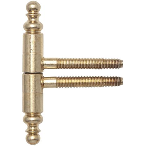 SFS Einbohrband 2-tlg. mit Zierkopf, ø 16 mm, Bandhöhe 108,5mm,Stahl vermessingt