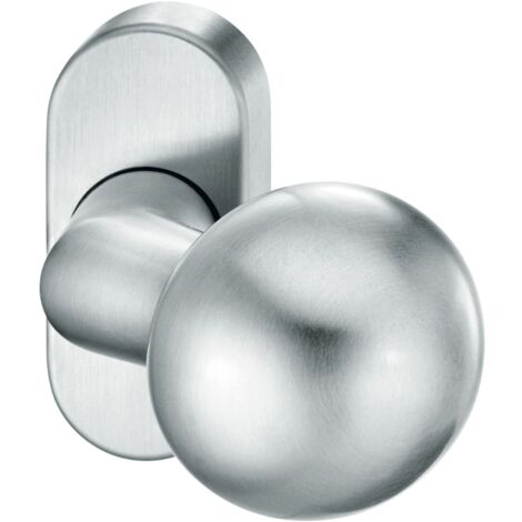 FSB Türknopf auf Rosette, gekröpft, fest vernietet, Aluminium Edelstahl matt, 07 0846