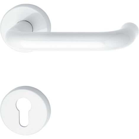 Türbeschlag 111.20 R  Türgriff für Innentür auf Rosette PZ  reinweiß