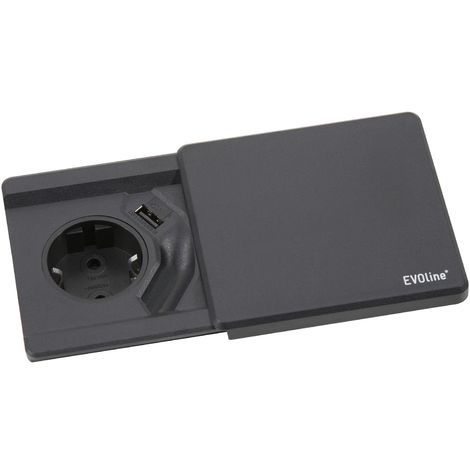 EVOline Port 2x versenkbare Steckdose 2-fach USB-Charger, silber