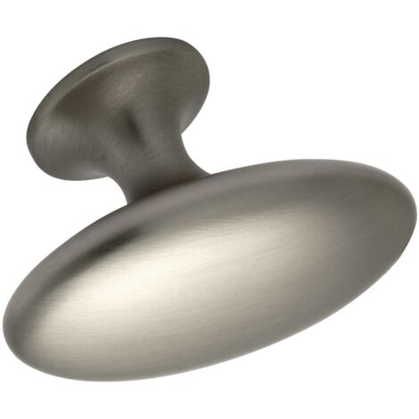 Furnipart Möbelknopf Simple Breite 60mm - ovaler Möbelknauf, Zinkdruckguss Edelstahl Effekt
