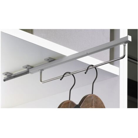 HETTICH QUADRO Schrankgarderobe ausziehbar, 497 x 48 x 60 mm, silber lackiert