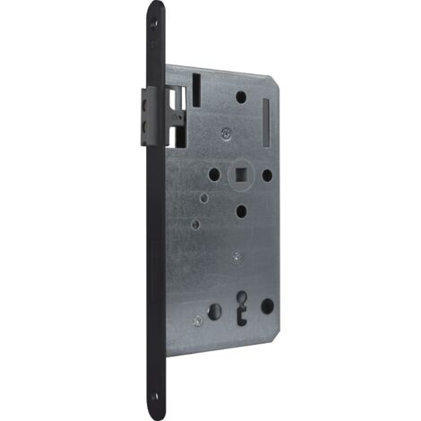 KFV Magnetfallenschloss BB 72mm - Türschloss, Einsteckschloss magnetisch DM 55 Stulp rund, Edelstahl schwarz lackiert